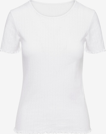 Hey Honey Shirt 'T-Shirt Pointelle' in Wit: voorkant