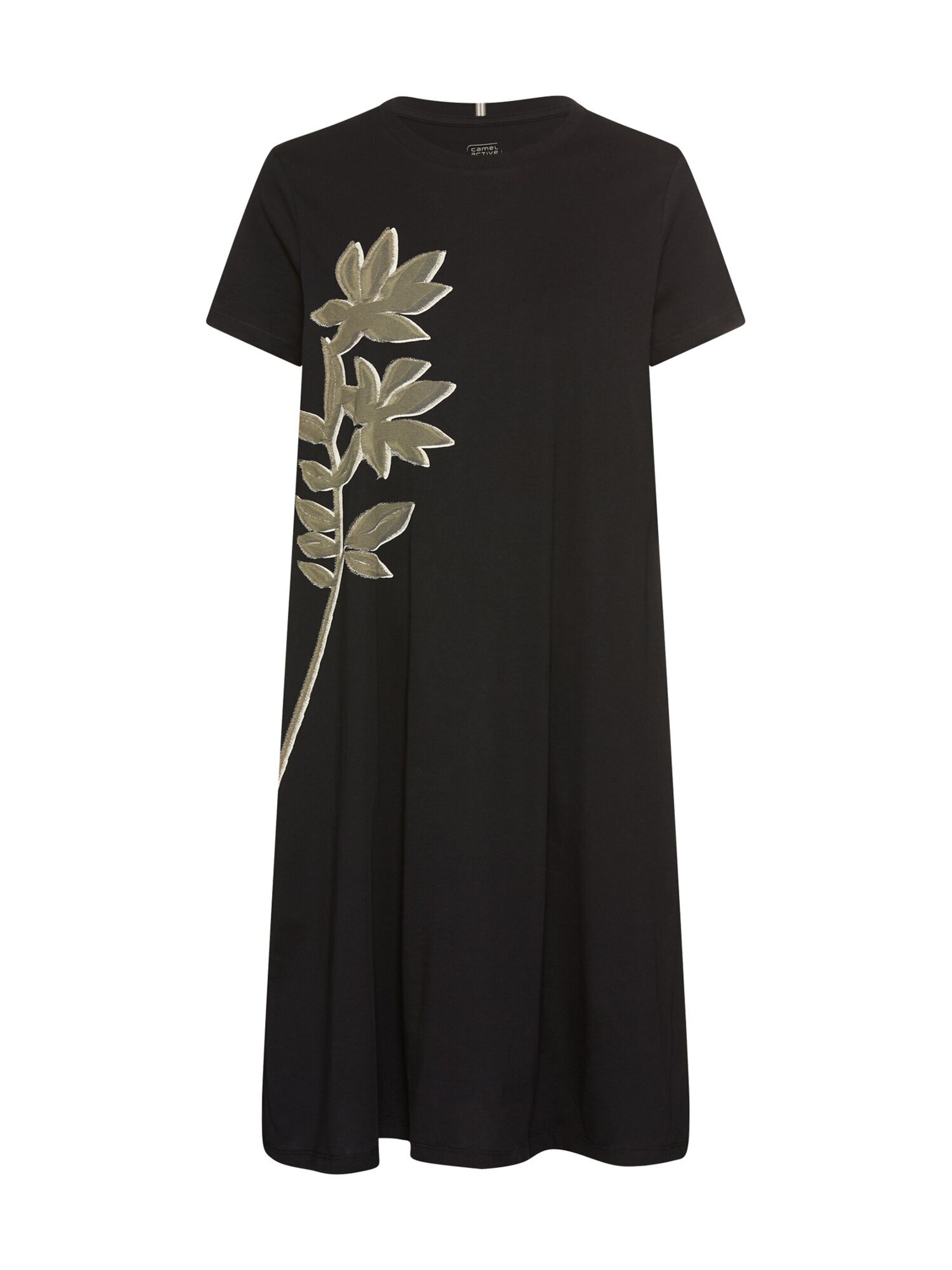 CAMEL ACTIVE Kurzes T-Shirt-Kleid mit Blumenprint in Schwarz: Vorderseite