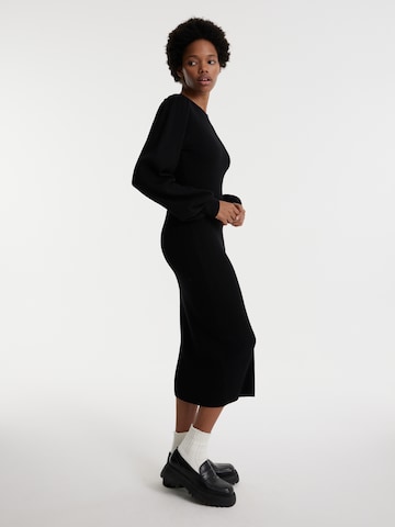 EDITED Pletena obleka 'Jeanne' | črna barva: sprednja stran