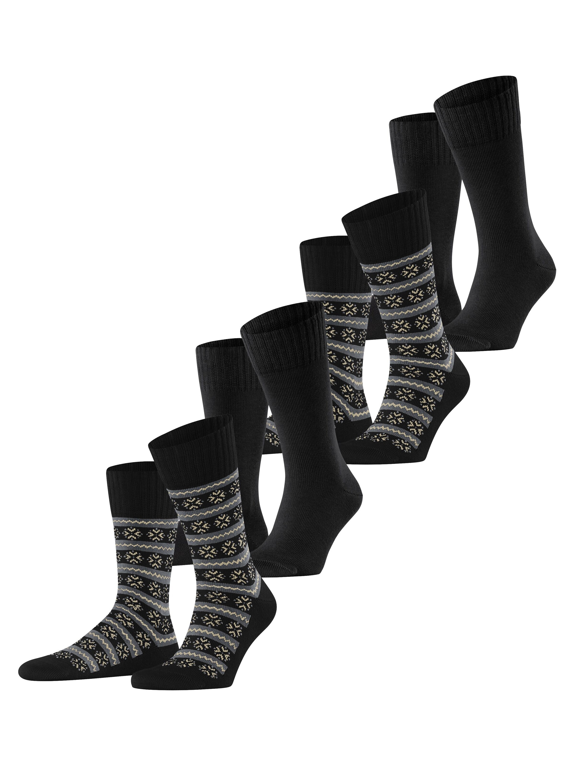 ESPRIT Socks 'Scandi Norwegian 4-Pack' in Black