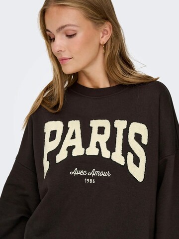 JDY Sweatshirt 'JDYMESA L/S O-NK EMB SWEAT' in Bruin