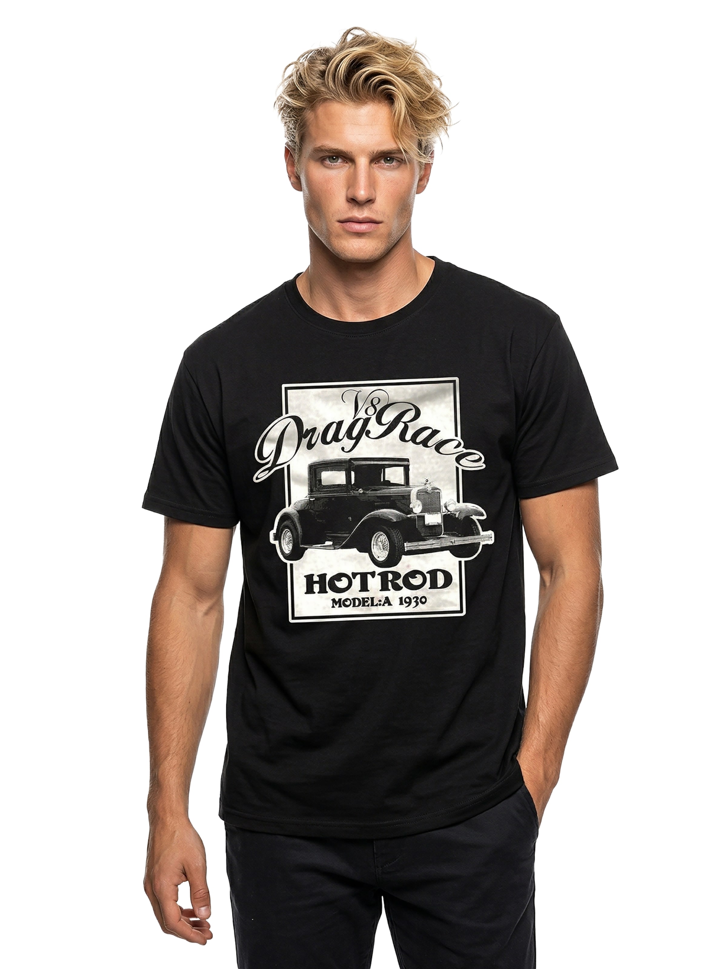 MAKAYA Shirt 'Hot Rod' in Black: front