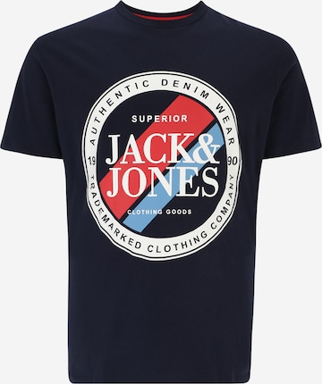 Jack & Jones Plus - Camiseta 'LOOF' en azul: frente