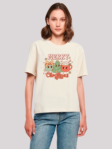 T-shirt 'Merry Christmas Cozy And Cute ' F4NT4STIC en beige : devant