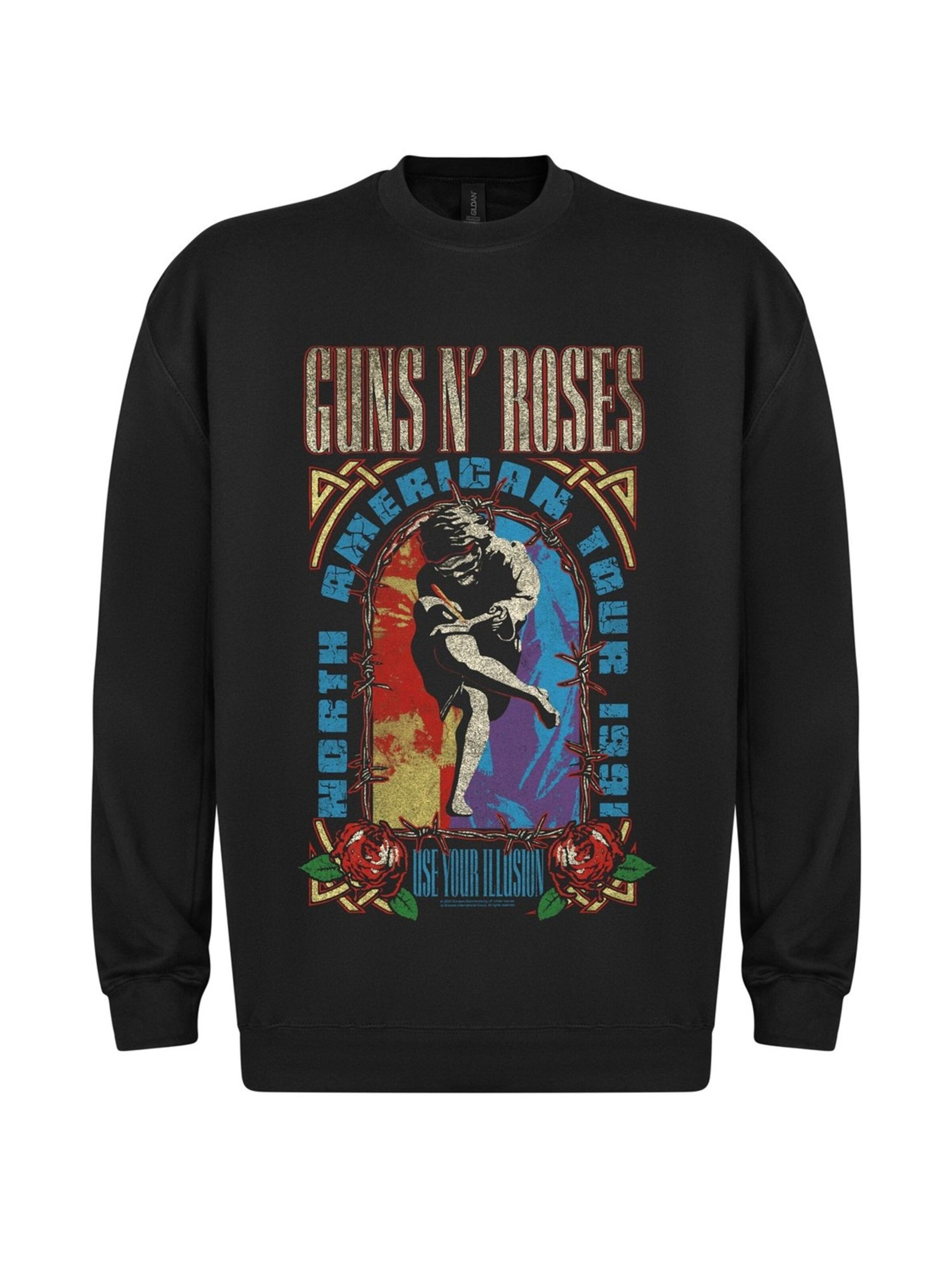 Felpa di GUNS N' ROSES in nero: frontale