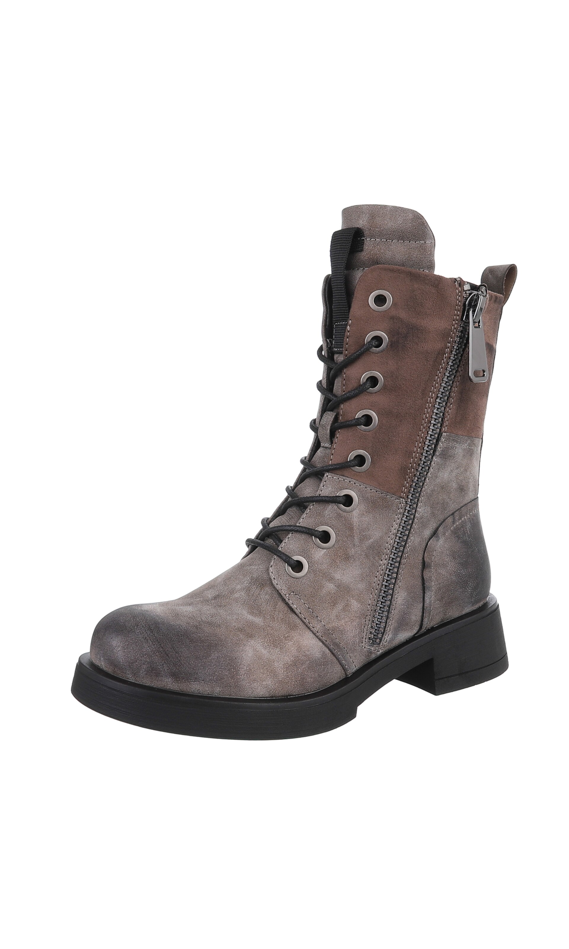 Ital-Design Schnürstiefelette in Grau: Vorderseite