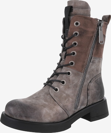 Ital-Design Schnürstiefelette in Grau: Vorderseite