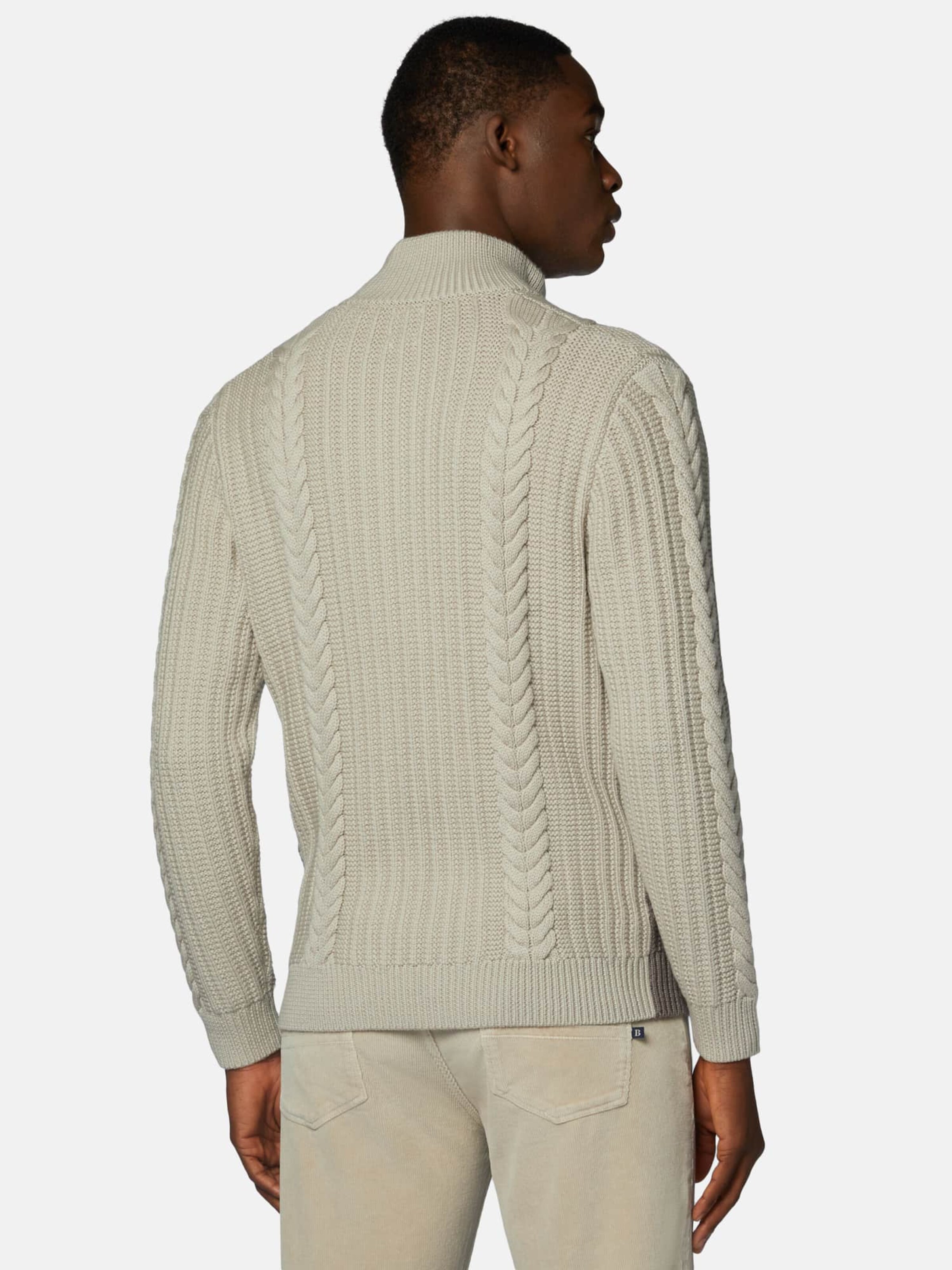 Boggi Milano Knit Cardigan Two Tone in Cream ABOUT YOU
