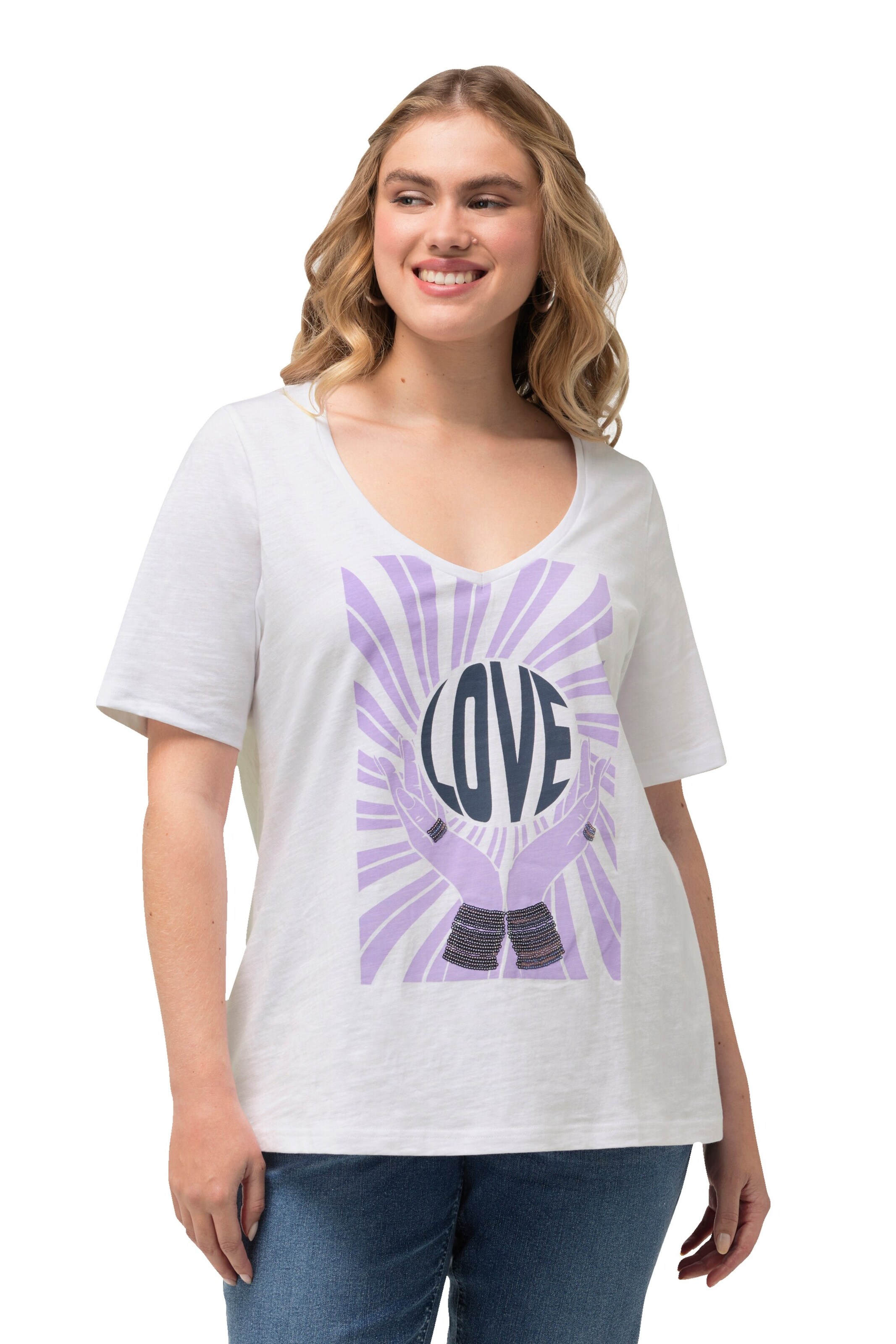 Ulla Popken Shirt in Wit: voorkant