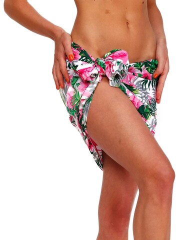 Telo da mare 'Flamingo Flowers' di King Kameha in bianco