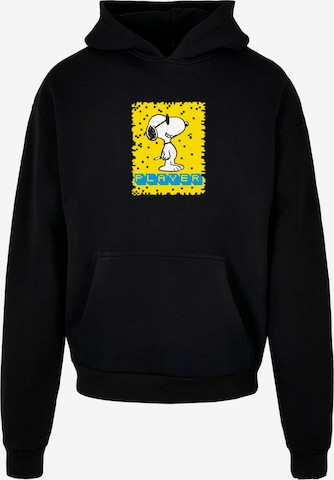 Merchcode Sweatshirt 'Peanuts - Player' in Zwart: voorkant