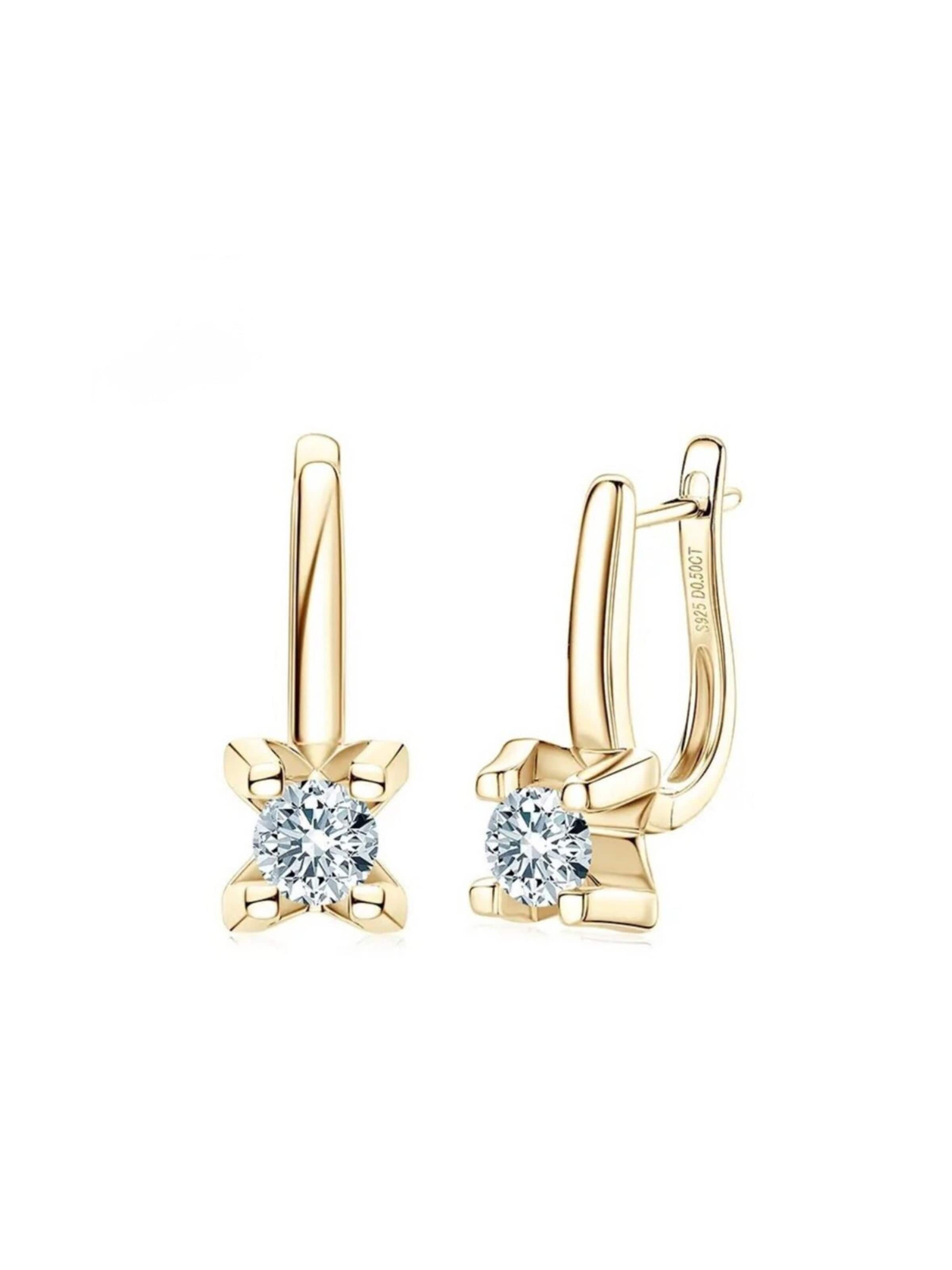 ROUGEMONT Jewellery Ohrringe 'Exquisite Moissanit Creolen Ohrringe mit Echtheitszertifikat'‌‌‌‌‌‌‌‌ in Gold: Vorderseite