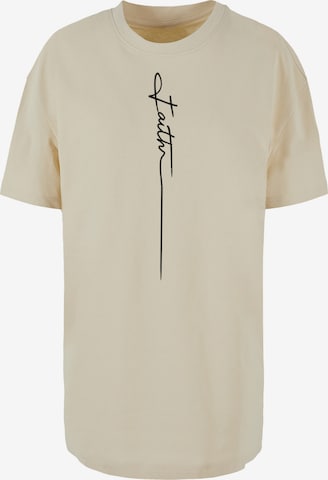 Merchcode Oversized Shirt 'Faith' in Beige: front
