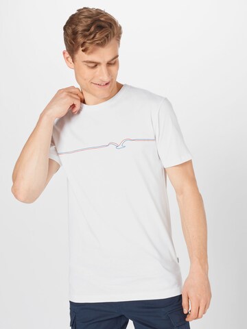 T-Shirt 'Möwe Pufflines' Cleptomanicx en blanc : devant