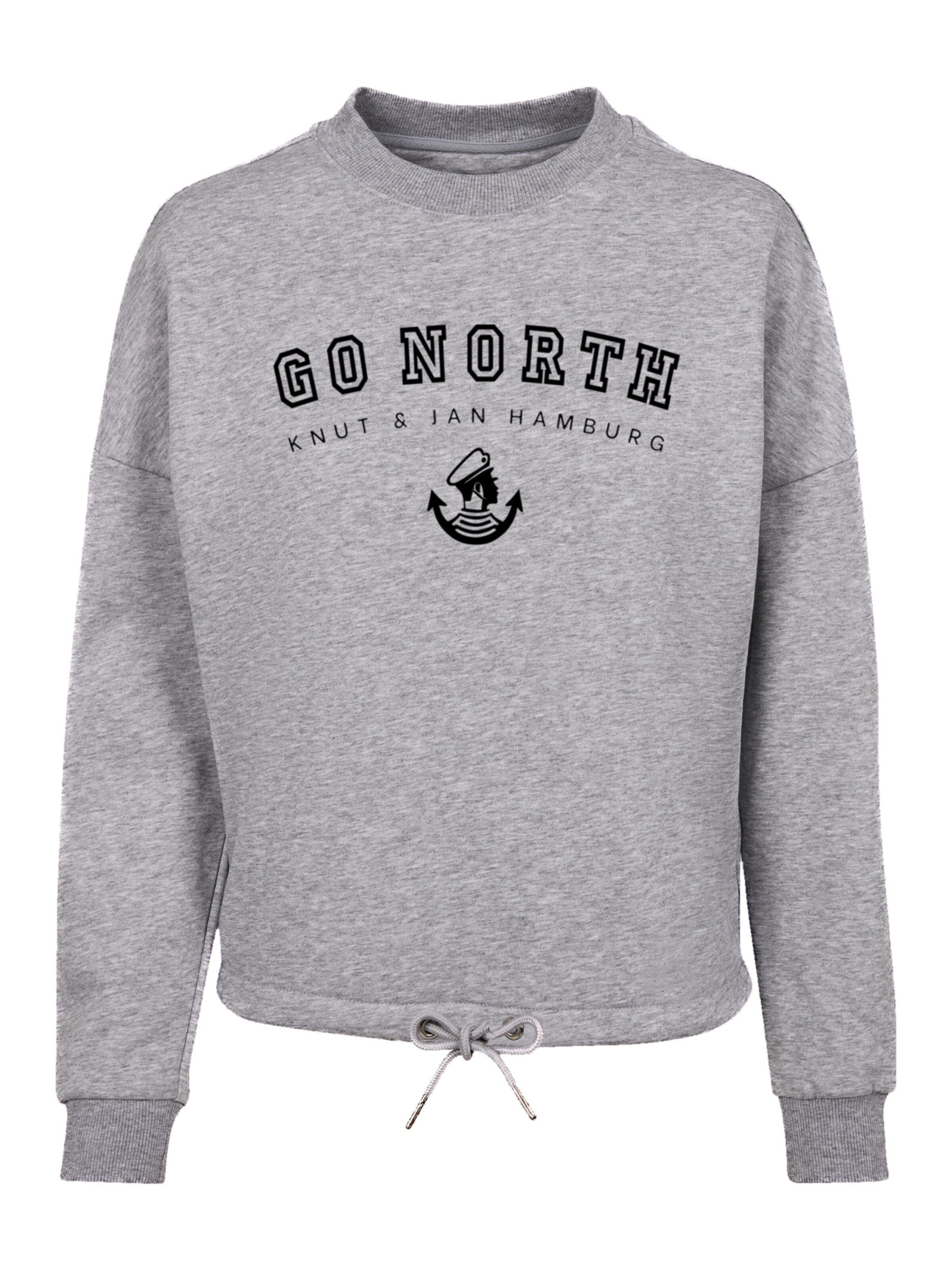 Sweat-shirt 'Go North Knut & Jan Hamburg' F4NT4STIC en gris : devant