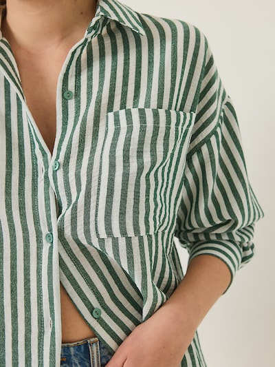 Bianco Lucci Blouse in Dark green / Natural white, Item view