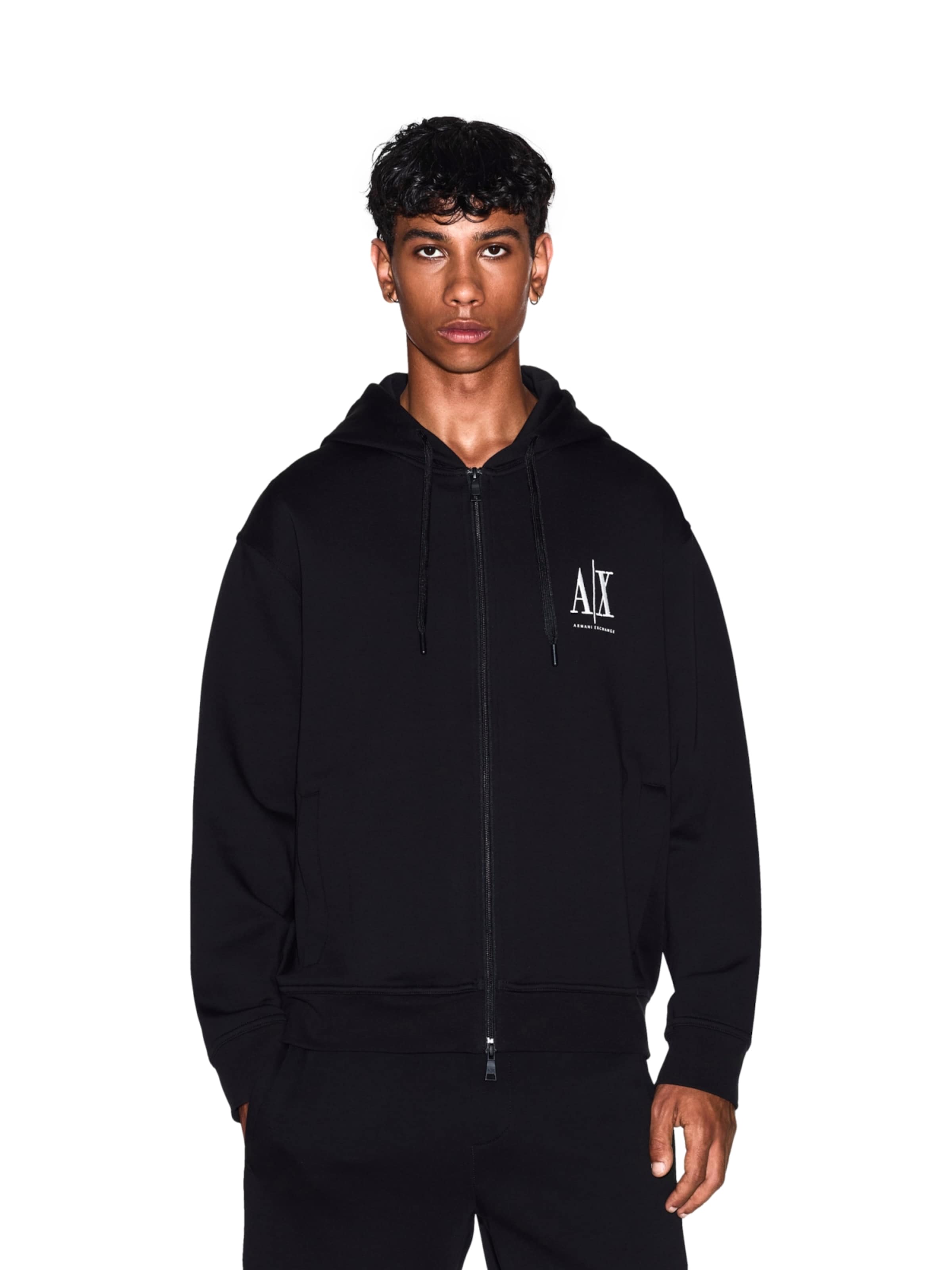 ARMANI EXCHANGE Sweatjacke in Schwarz: Vorderseite