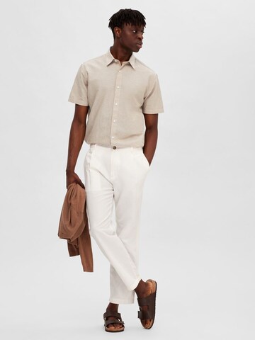 SELECTED HOMME Regular Pleat-Front Pants in White