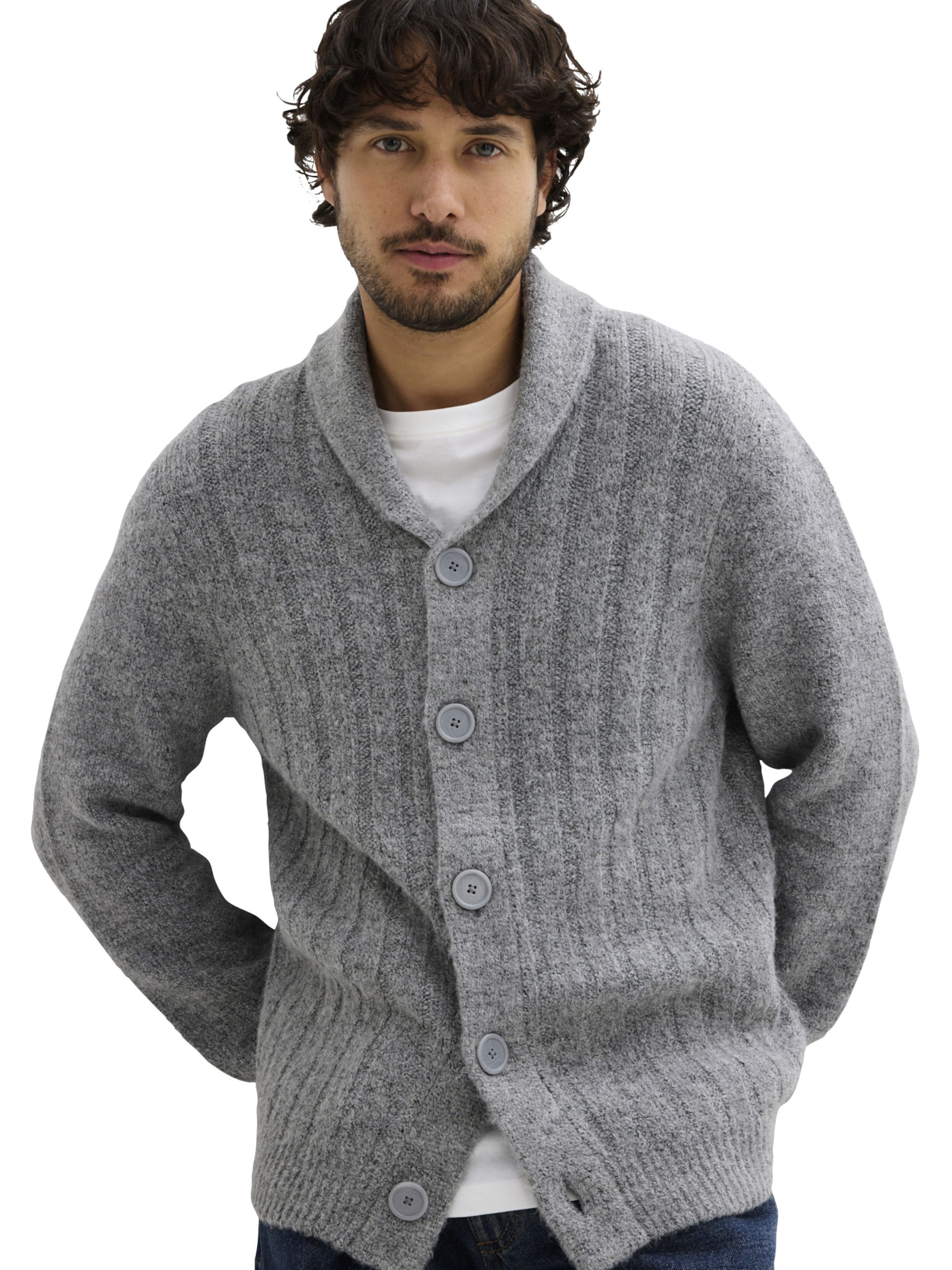 bonprix Gebreid vest in Grijs: voorkant