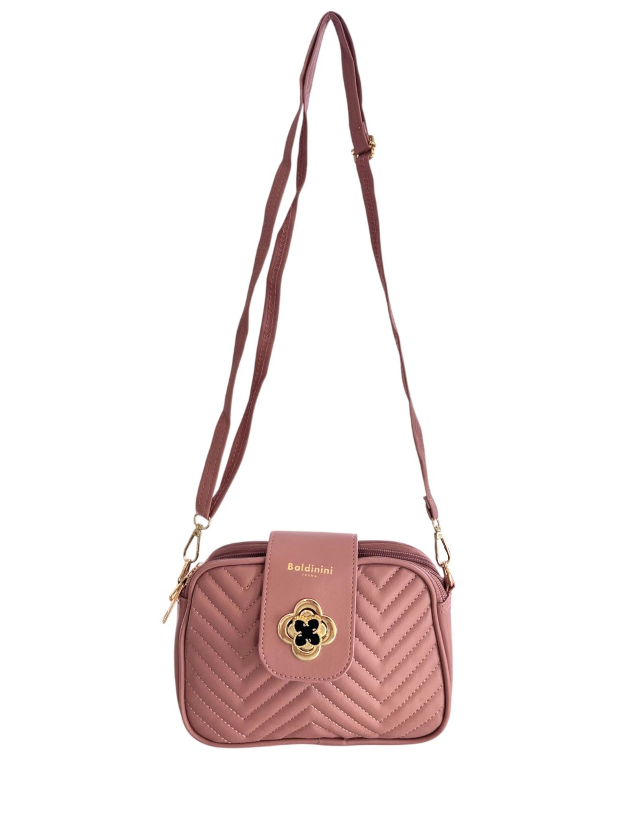Borsa a spalla 'Borsa a Mano Donna Ecopelle Vegan - Chiusura Zip e Tracolla' di Baldinini Trend in rosa