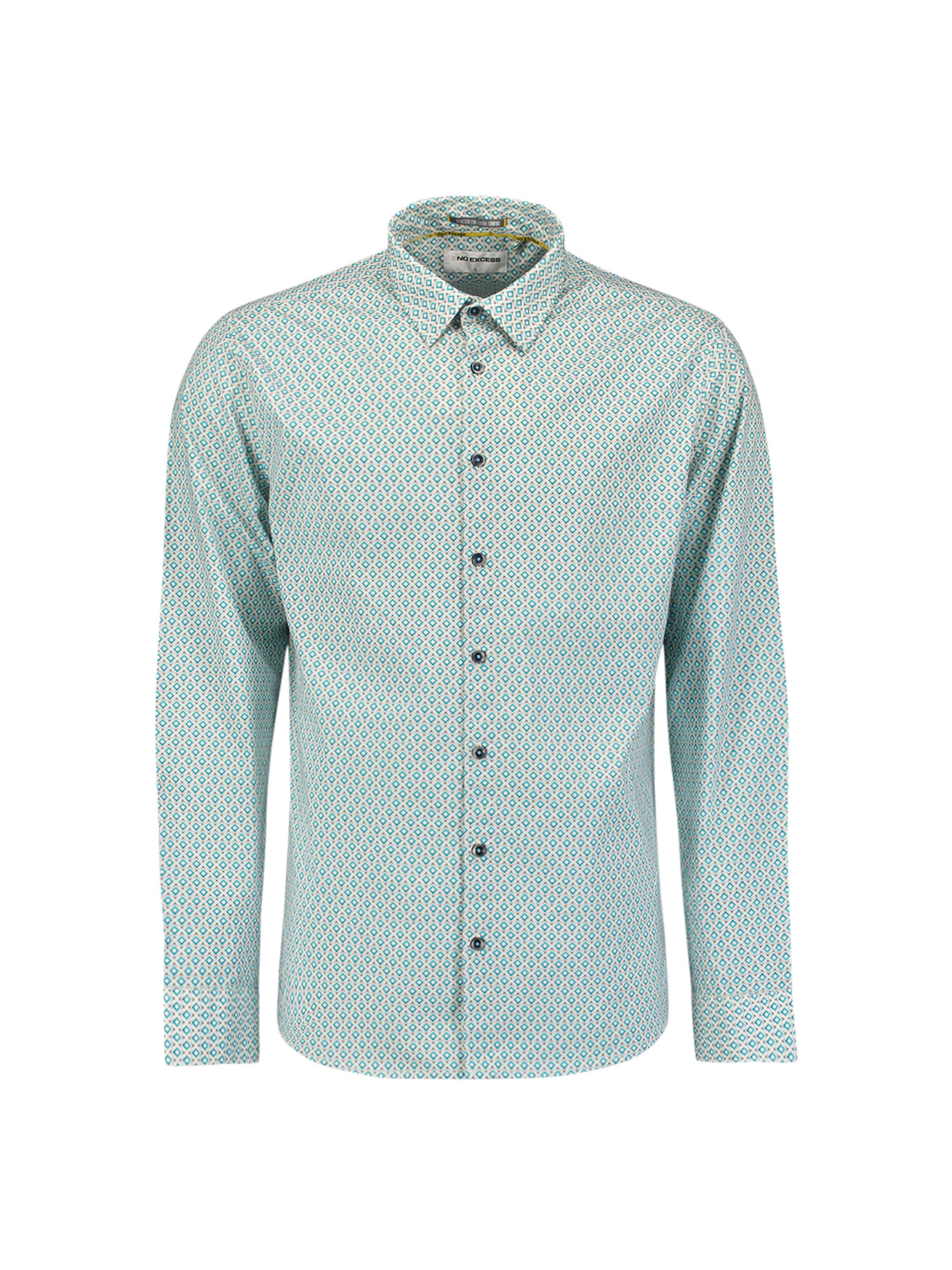 No Excess Slim fit Overhemd in Groen: voorkant