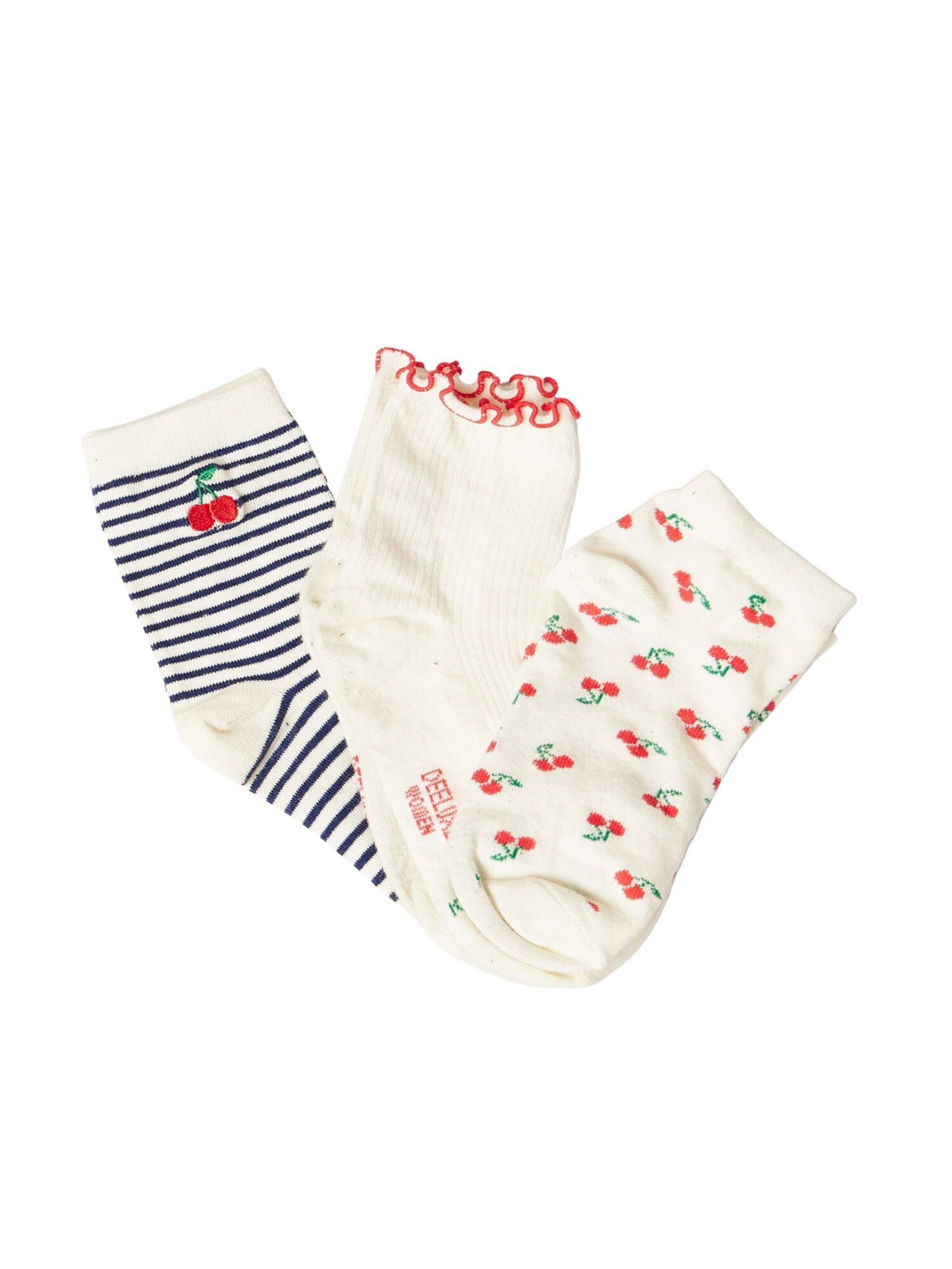 Deeluxe Socken 'Cherry' in Weiß: Vorderseite