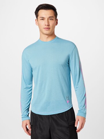 T-Shirt fonctionnel 'RUN ANYWHERE' UNDER ARMOUR en bleu : devant