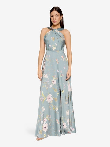 Robe de soirée Vera Mont en argent : devant