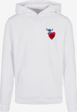 ABSOLUTE CULT Sweatshirt 'Lilo and Stitch - Sitting On Heart' in Wit: voorkant