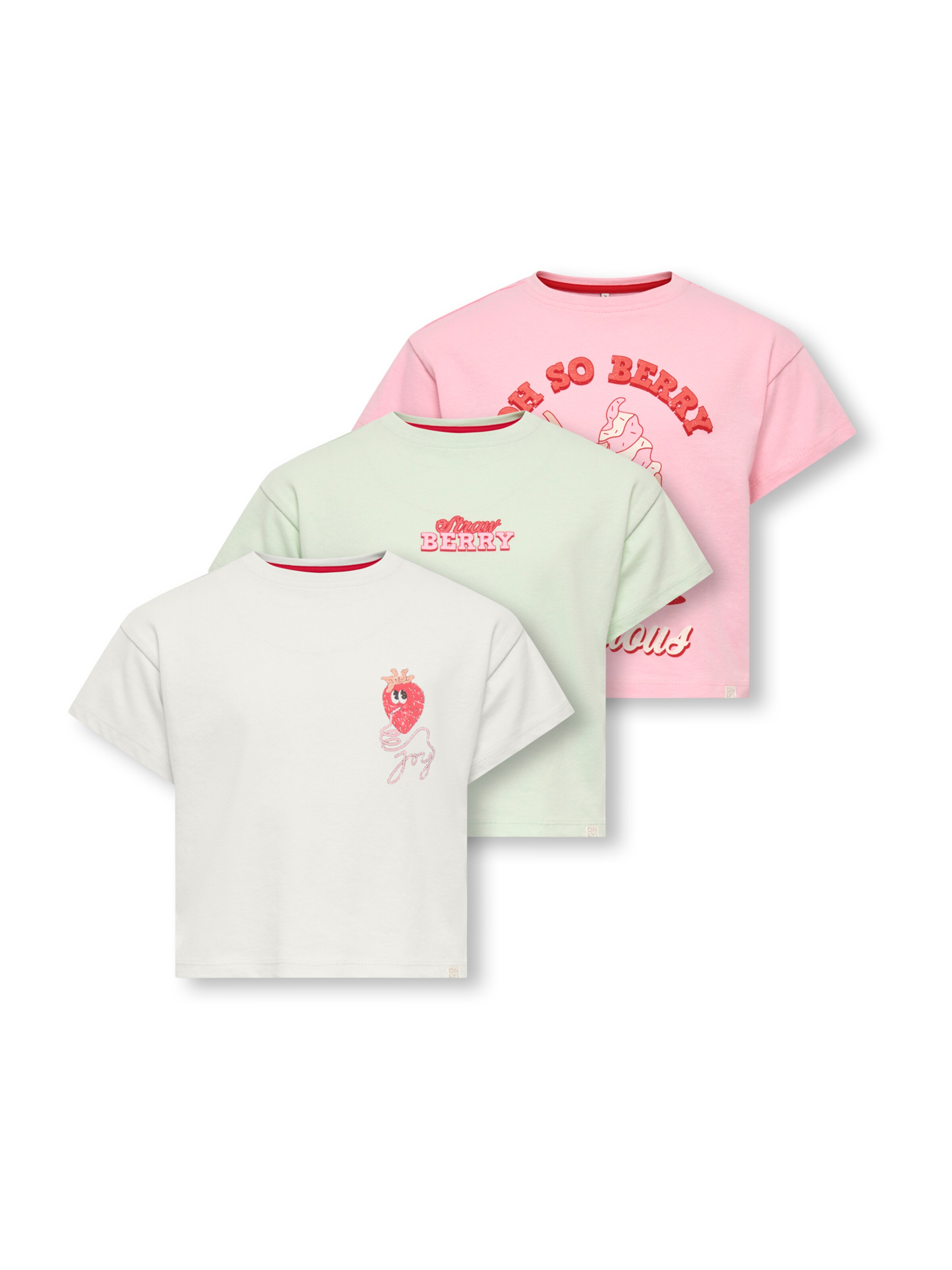 Only Mini Футболка 'KMGBELINDA' в Пастельно-зеленый / Розовый / Темно-красный / Белый, Обзор товара