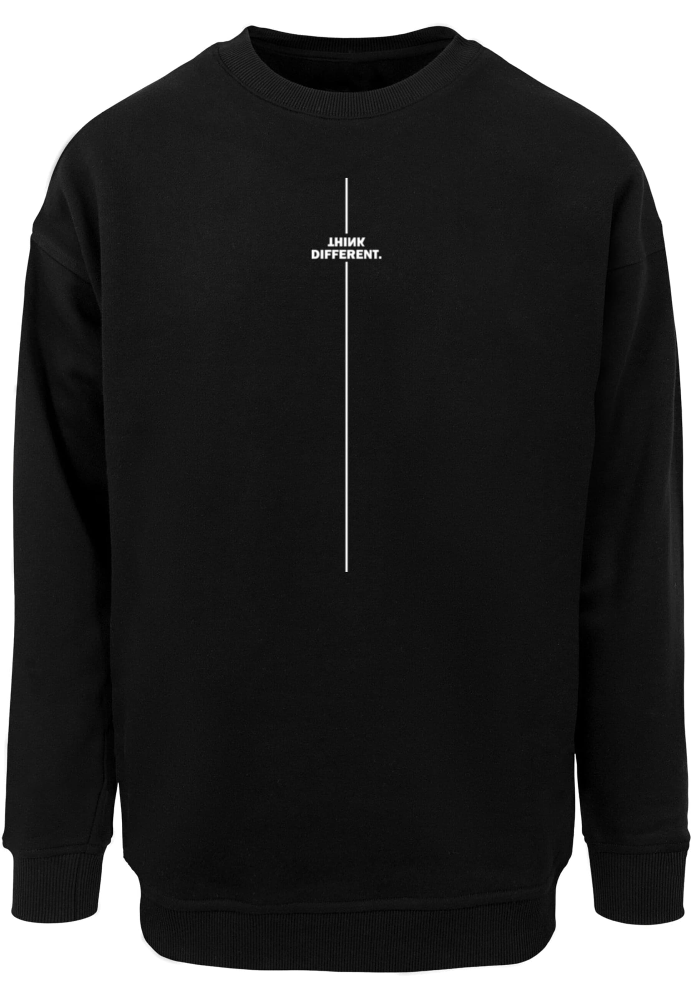 Merchcode Sweatshirt 'Think Different' in Zwart: voorkant
