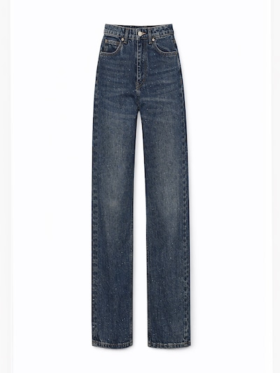 IT'S BASIC Jeans 'Rhinestone Straight High Rise Jeans' in de kleur Blauw gemêleerd, Productweergave