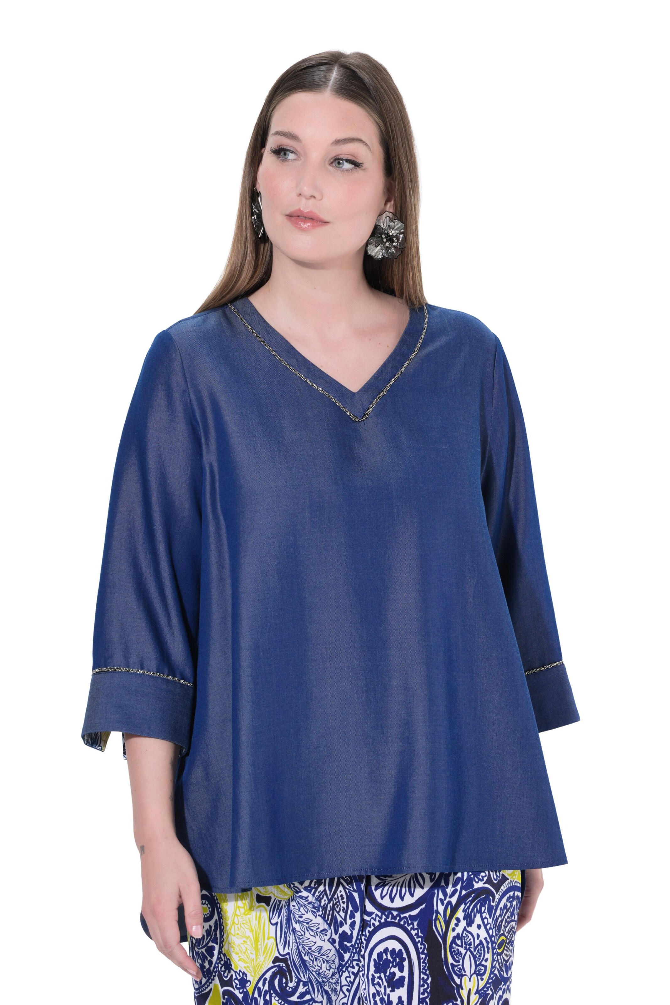 Ulla Popken Blouse in Blauw: voorkant