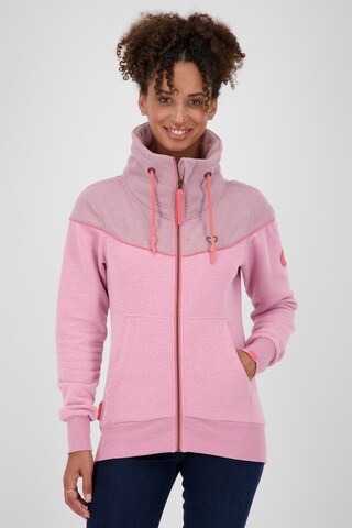 Alife and Kickin Zip-Up Hoodie in Pink: front