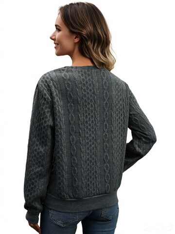 KoJooin Sticktop 'Damen Sweatshirt mit Faltenoptik, Rundhalsausschnitt und langen Ärmeln'‌‌‌‌‌‌‌‌‌ in Grau