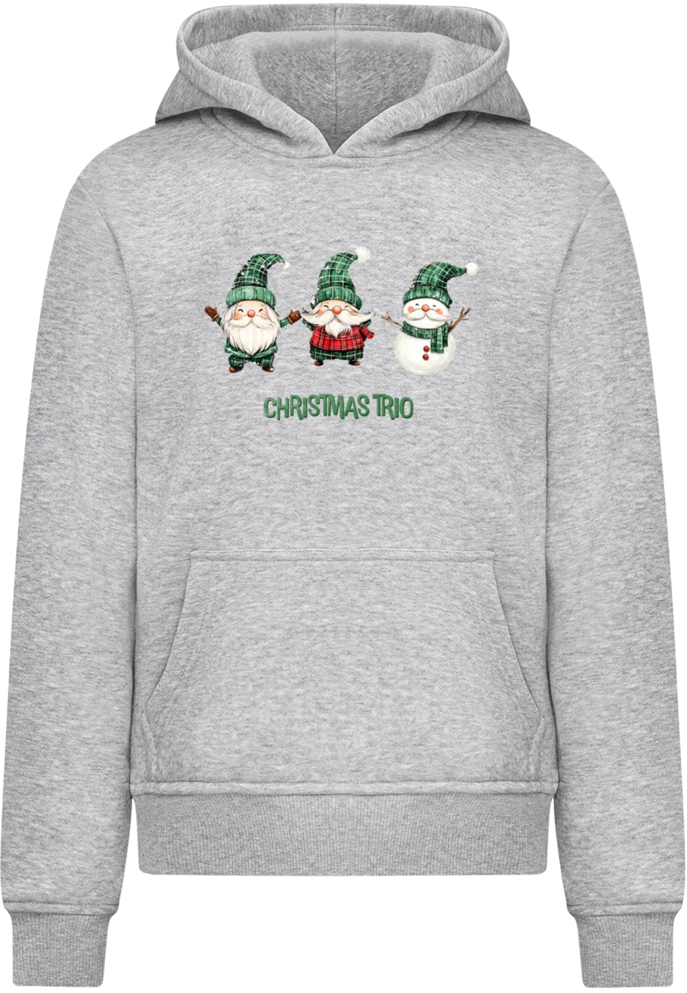 Felpa 'Christmas Santa Trio' di Merchcode in grigio: frontale