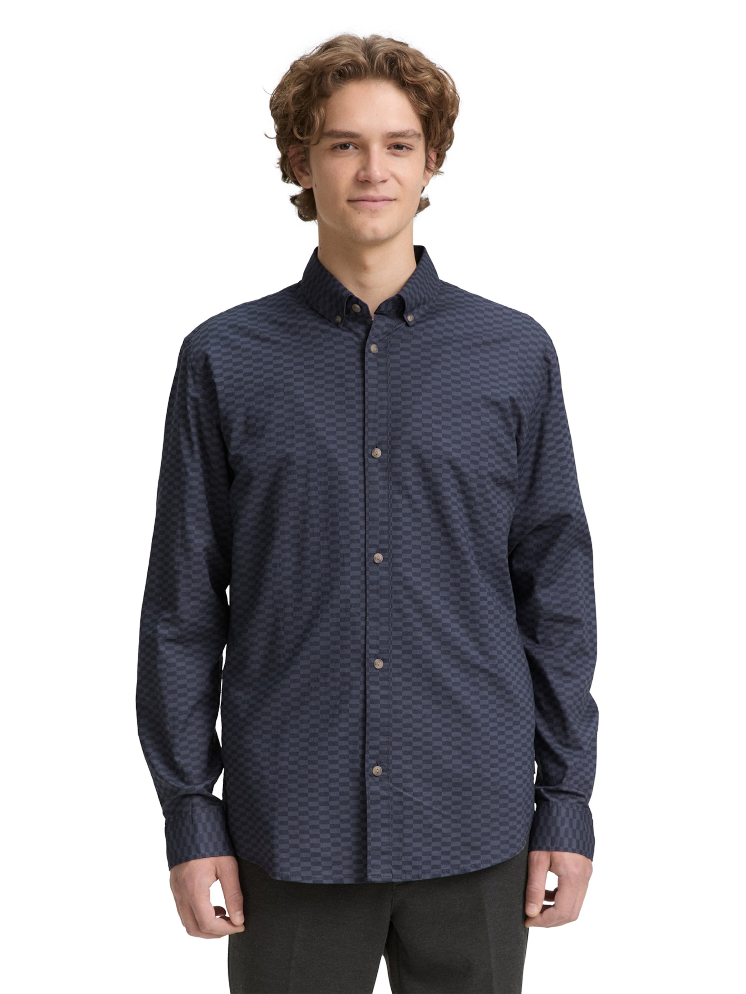 TOM TAILOR DENIM Slim fit Button Up Shirt in Blue: front