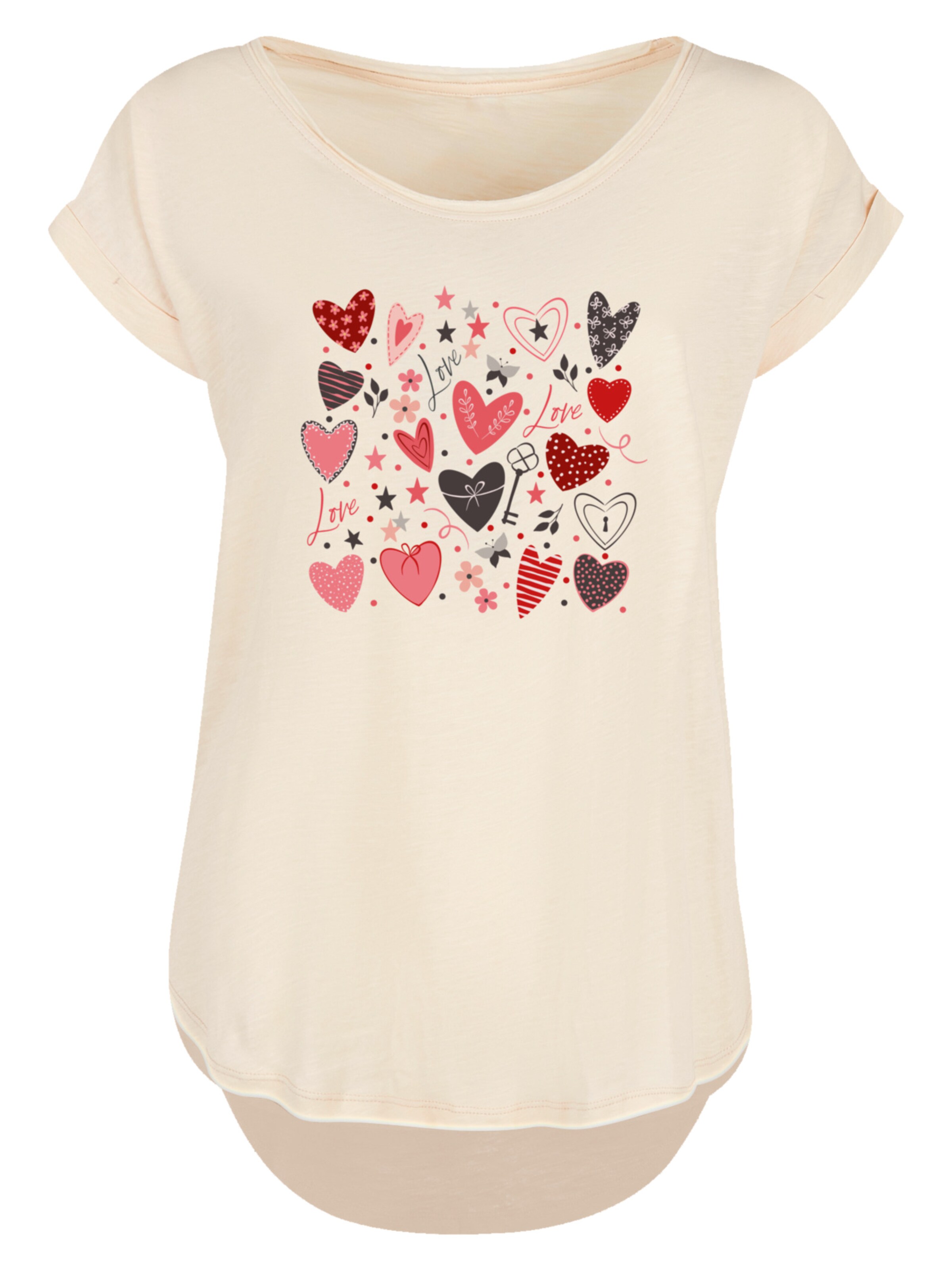 F4NT4STIC Shirt 'Cute Herzen Variety Valentinstag' in Beige: voorkant