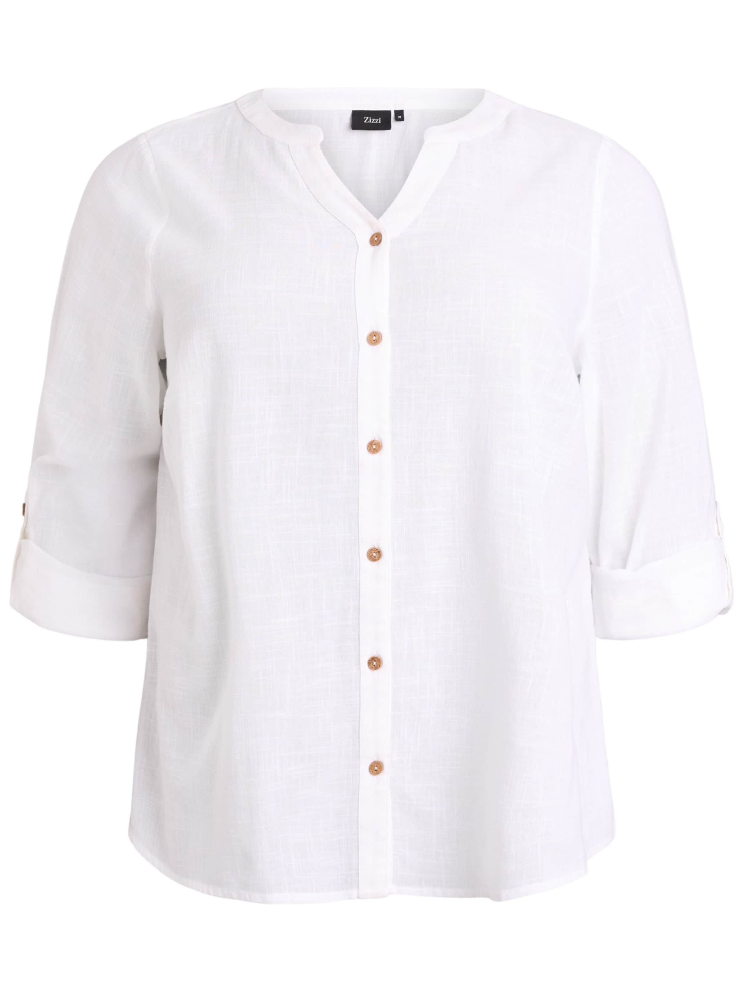 Camicia da donna 'CANanna' di Zizzi in bianco: frontale