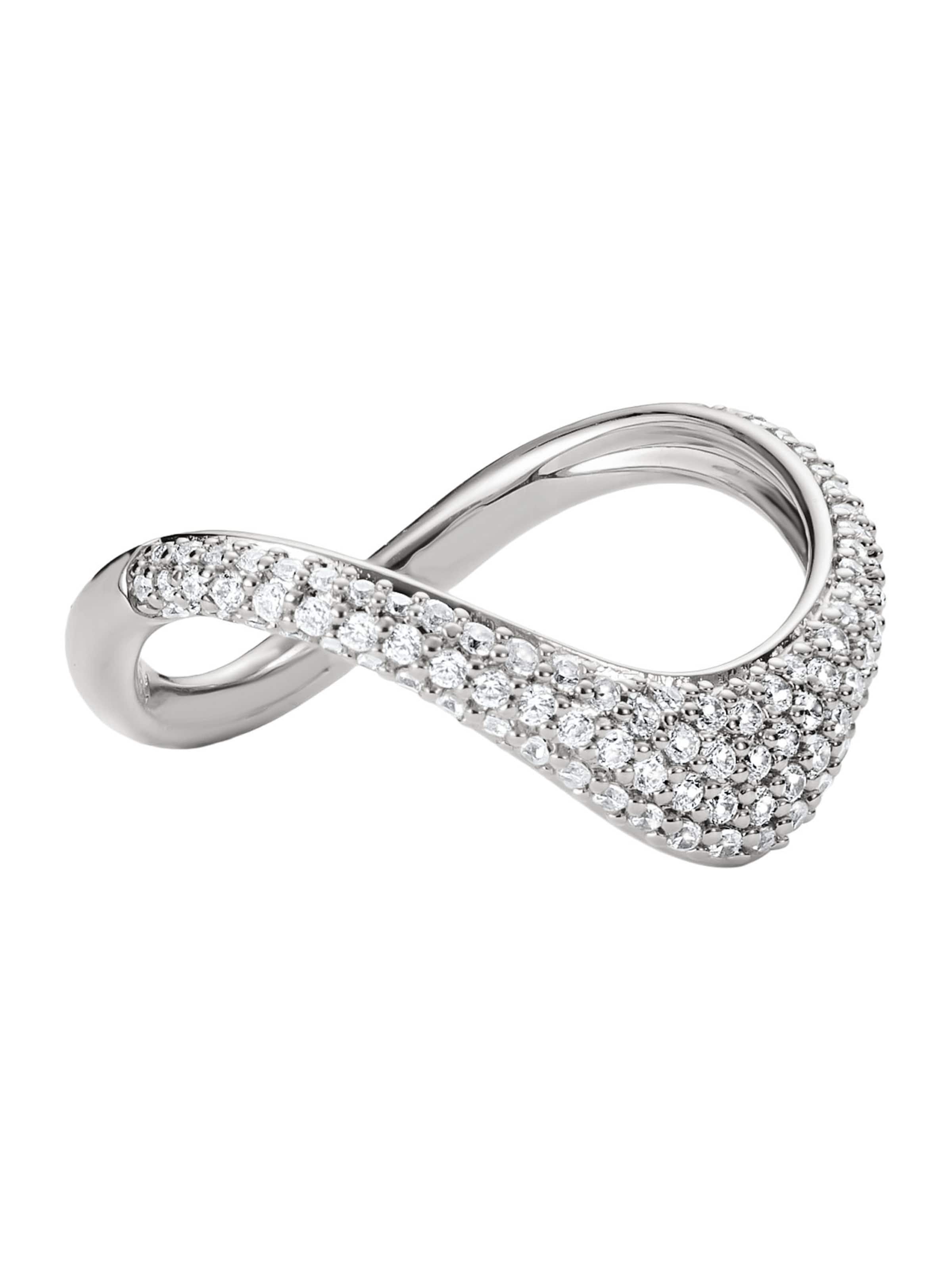 Thomas Sabo Ring in Wellenform mit weißem Zirkonia in Silber