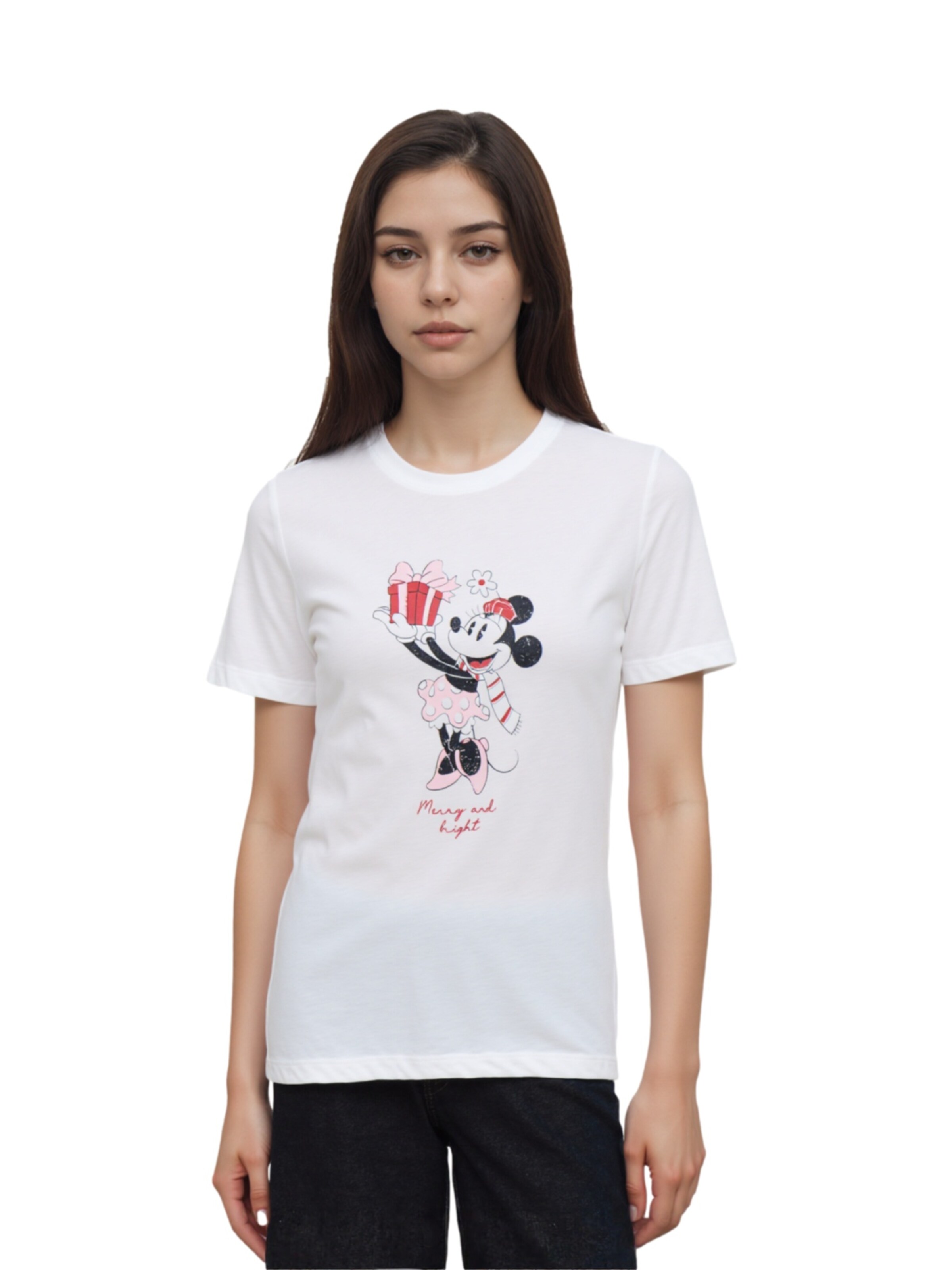 T-shirt 'Mickey Life' ONLY en blanc : devant