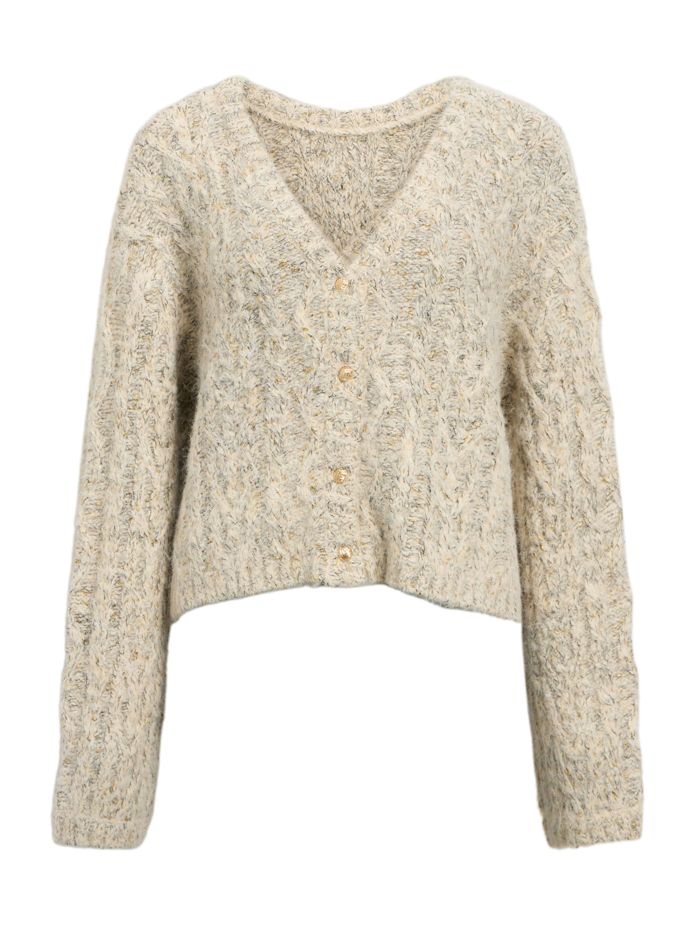 Geacă tricotată 'OBJINUK' de la OBJECT pe alb: față