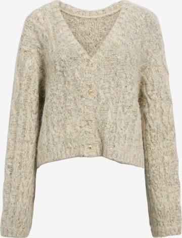 Geacă tricotată 'OBJINUK' de la OBJECT pe alb: față