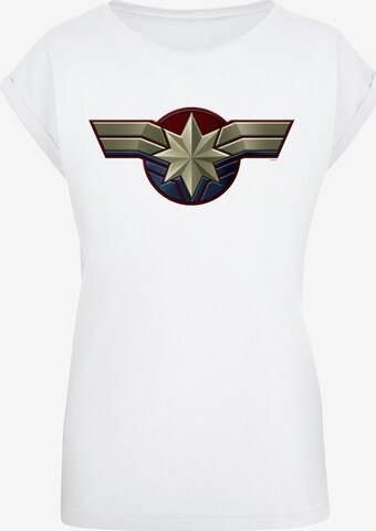 ABSOLUTE CULT Shirt ' Captain Marvel ' in Weiß: predná strana