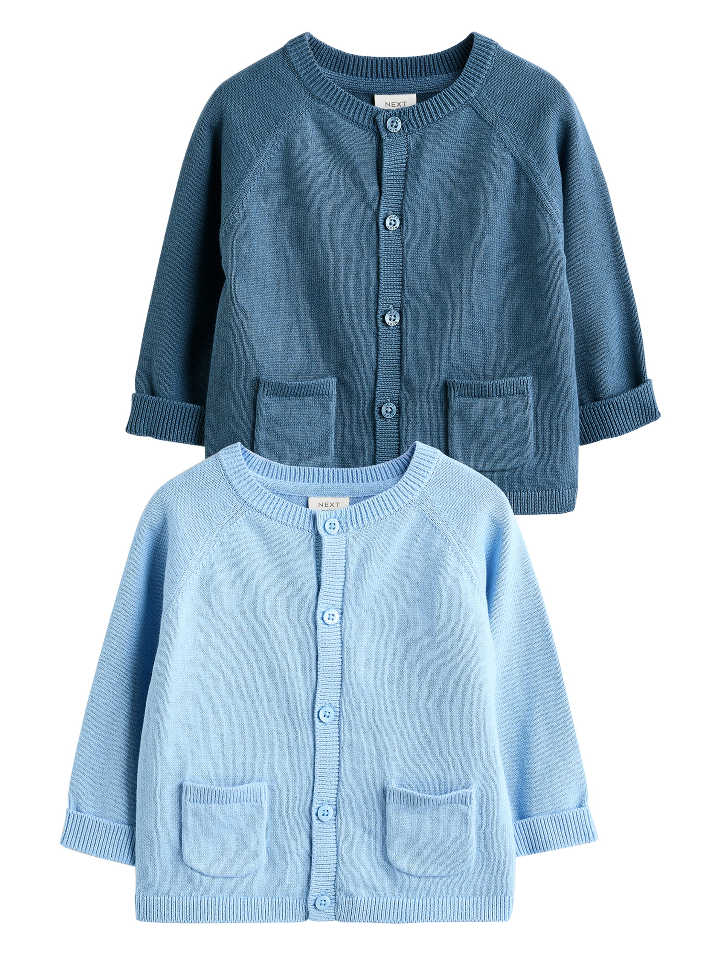 Next Pletená bunda – modrá: přední strana