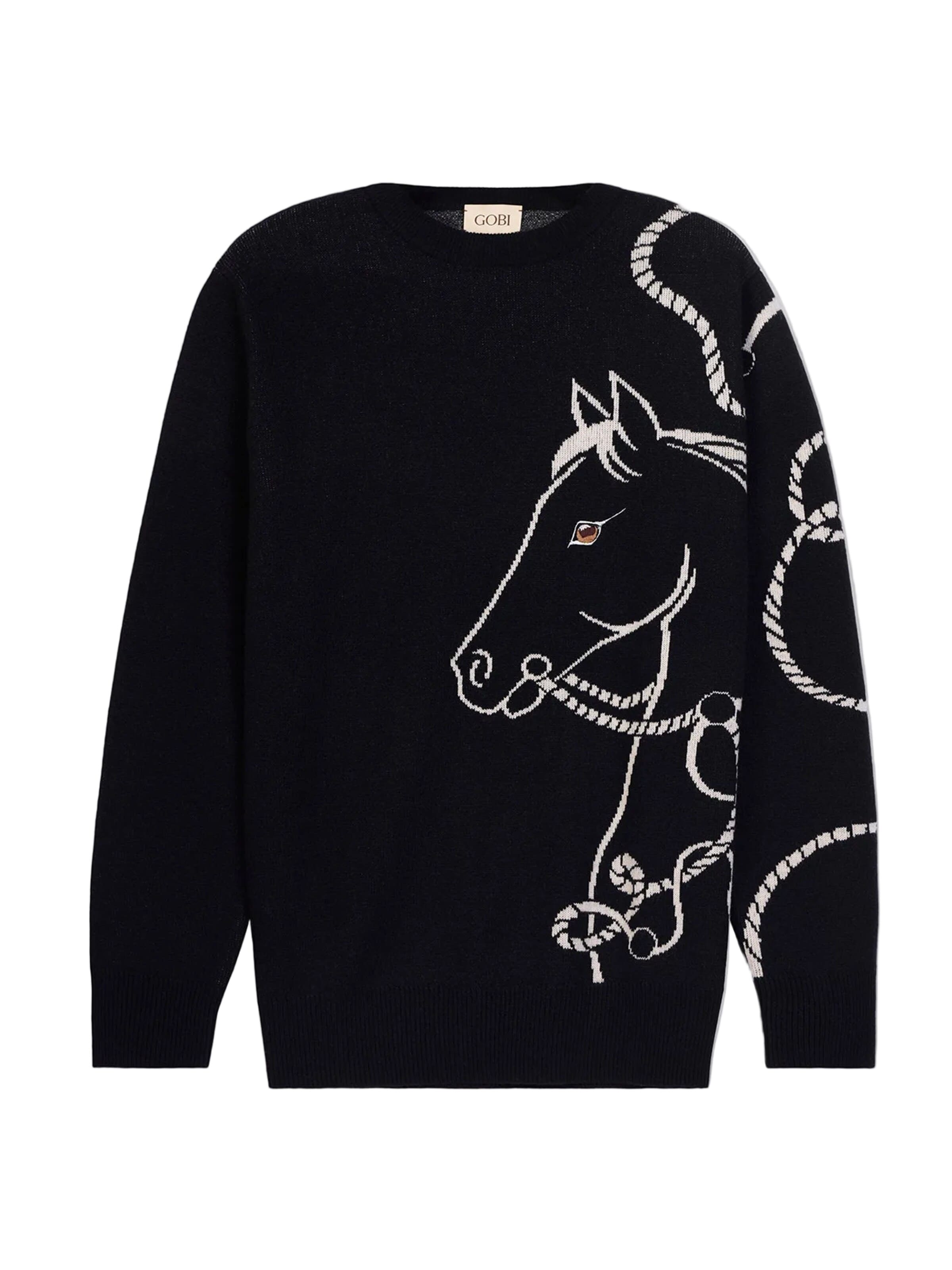 GOBI Cashmere Trui in Zwart: voorkant