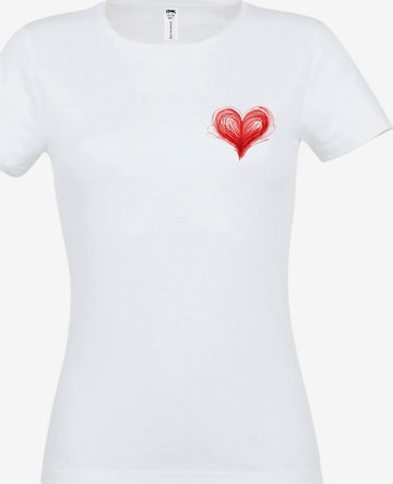 RMK Shirt 'Basic Rundhals Herz' in Weiß: Vorderseite