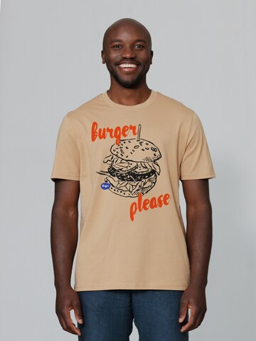 T-Shirt 'Burger Please' Watapparel en beige : devant
