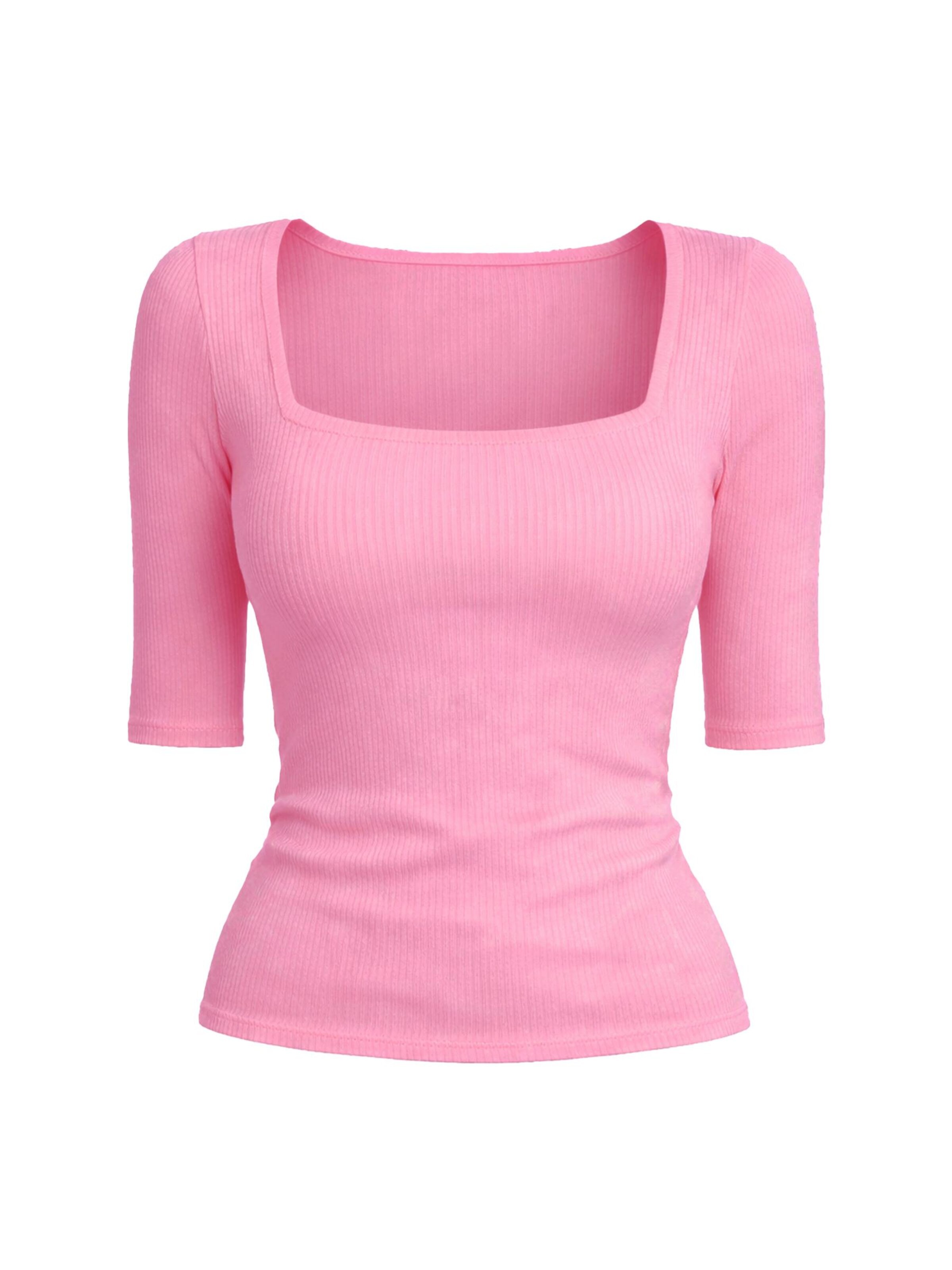 PANTHEROAR Shirt 'Caro Neck Short Sleeve Top'‌‌‌‌‌‌ in Pink: Vorderseite