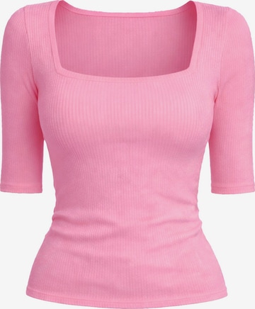 T-shirt 'Caro Neck Short Sleeve Top' PANTHEROAR en rose : devant